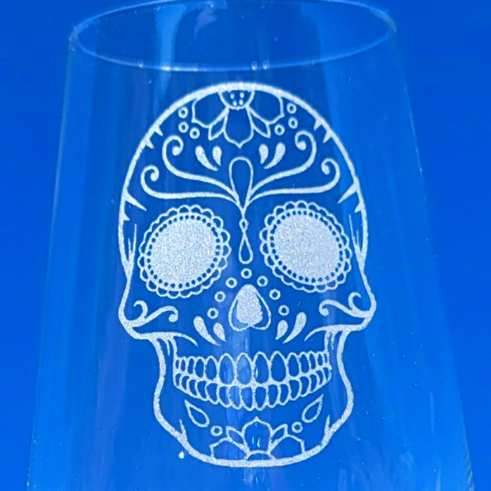 Día de los Muertos Day of the Dead Stemless Wine Glass